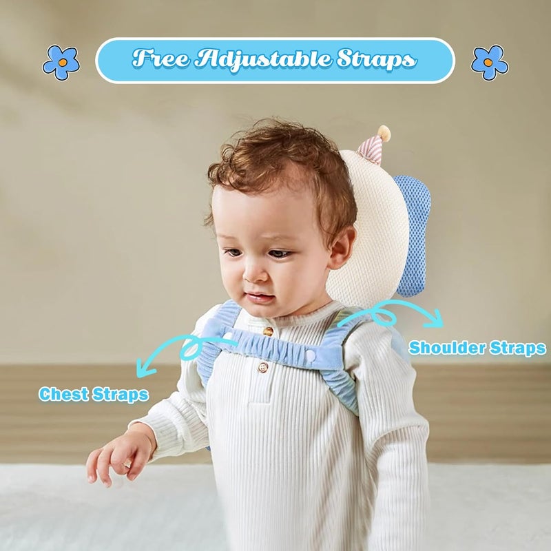 Catteyonce Store وسادة حماية رأس الطفل مع حقيبة ظهر و 3 وسادات للركبة للمشي والزحف (فيل) - Image 3